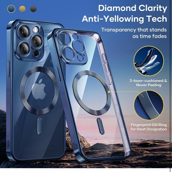 Humixx 8 Colors Magnetic for iPhone 15 Pro Max Case Clear, Exact Lens Protection - Picture 3 of 10